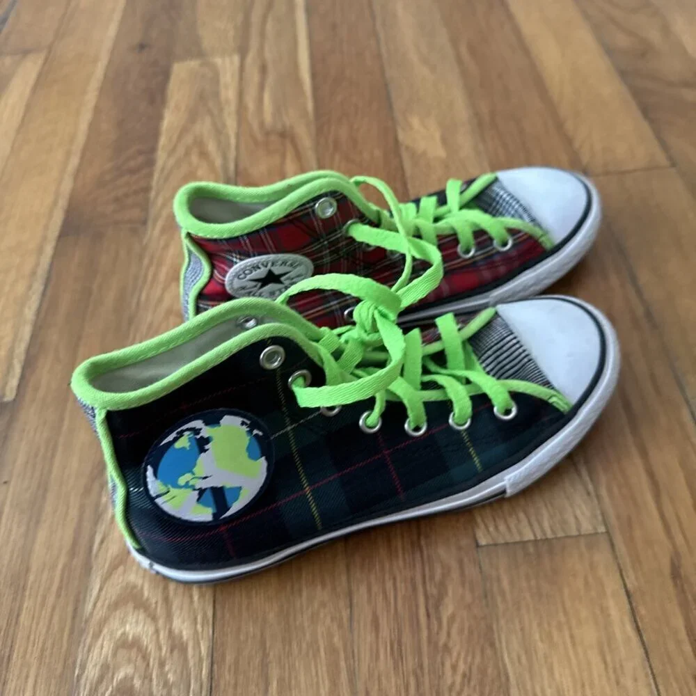 Converse All Star Chuck Taylor Youth Plaid Shoes Size 2